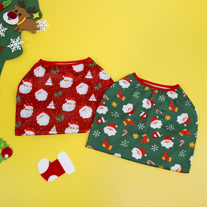 25 Cross-Border Christmas Pet Clothing Thin Dog Clothes Christmas Vest Elderly Elk Christmas Party Pet Clothes
