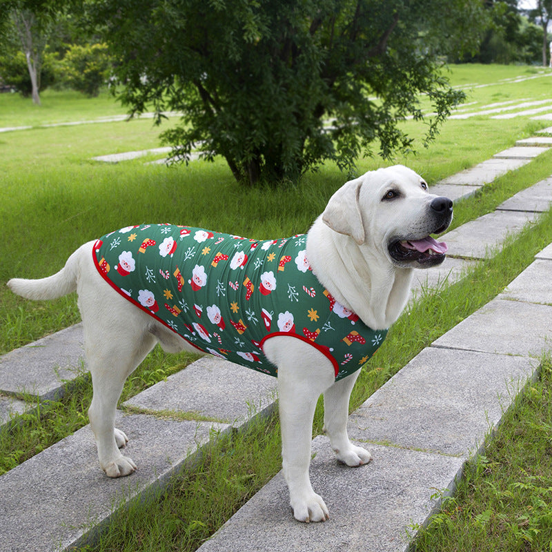 25 Cross-Border Christmas Pet Clothing Thin Dog Clothes Christmas Vest Elderly Elk Christmas Party Pet Clothes