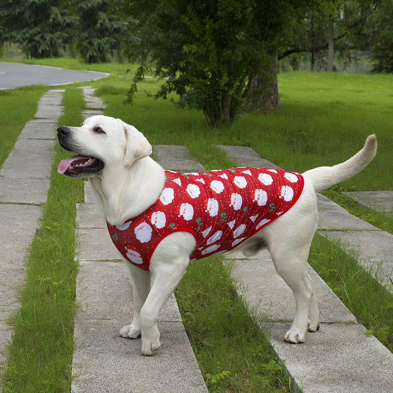 25 Cross-Border Christmas Pet Clothing Thin Dog Clothes Christmas Vest Elderly Elk Christmas Party Pet Clothes