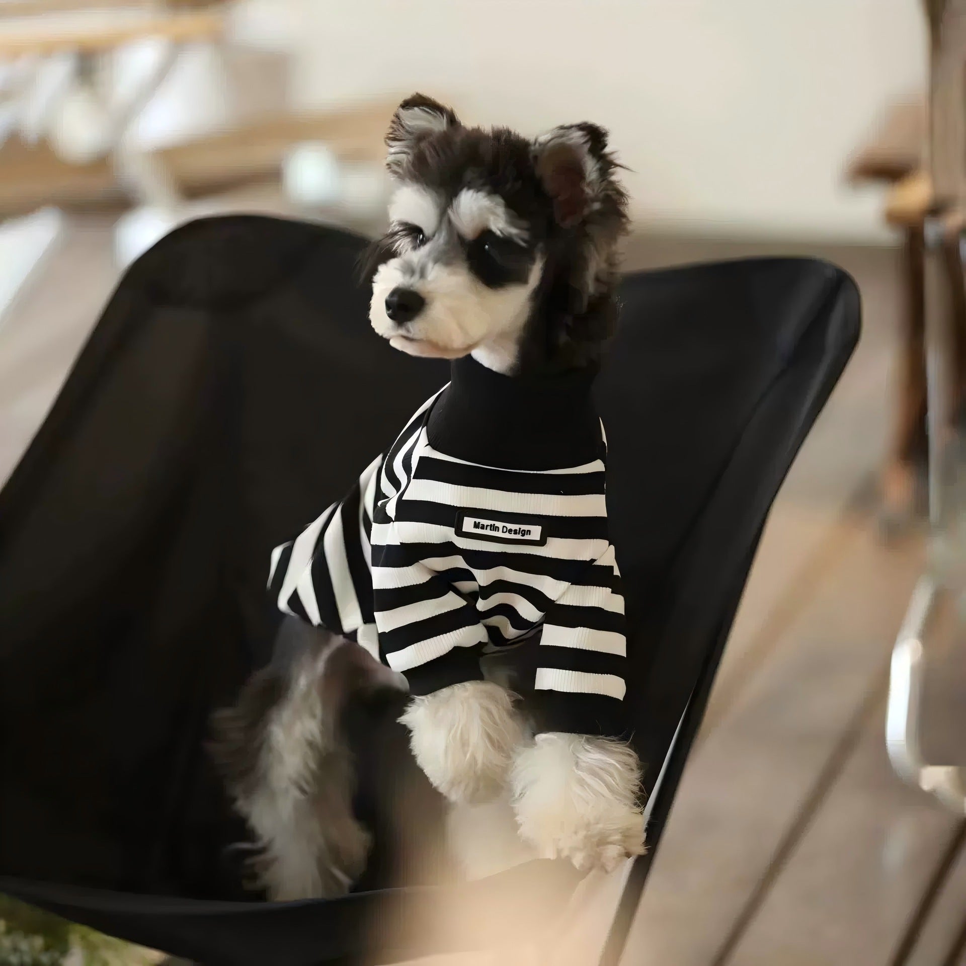 Trendy High-Neck Zebra-Striped Autumn and Winter Inner Wear for Schnauzer, Bichon, Pomeranian, and Teddy Dogs